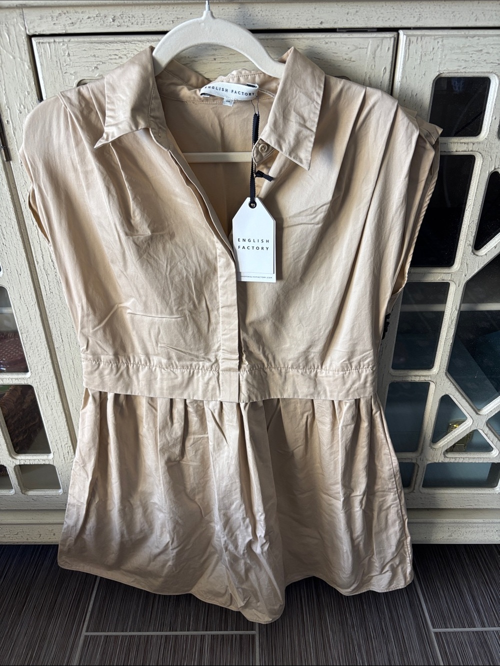 NWT English Factory khaki shirt dress size XS